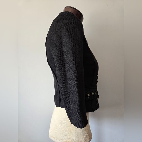 Elisabetta Franchi Italy Black Cropped Silk Lined Blazer Jacket. Size 42/ Sm-m - Picture 3 of 14